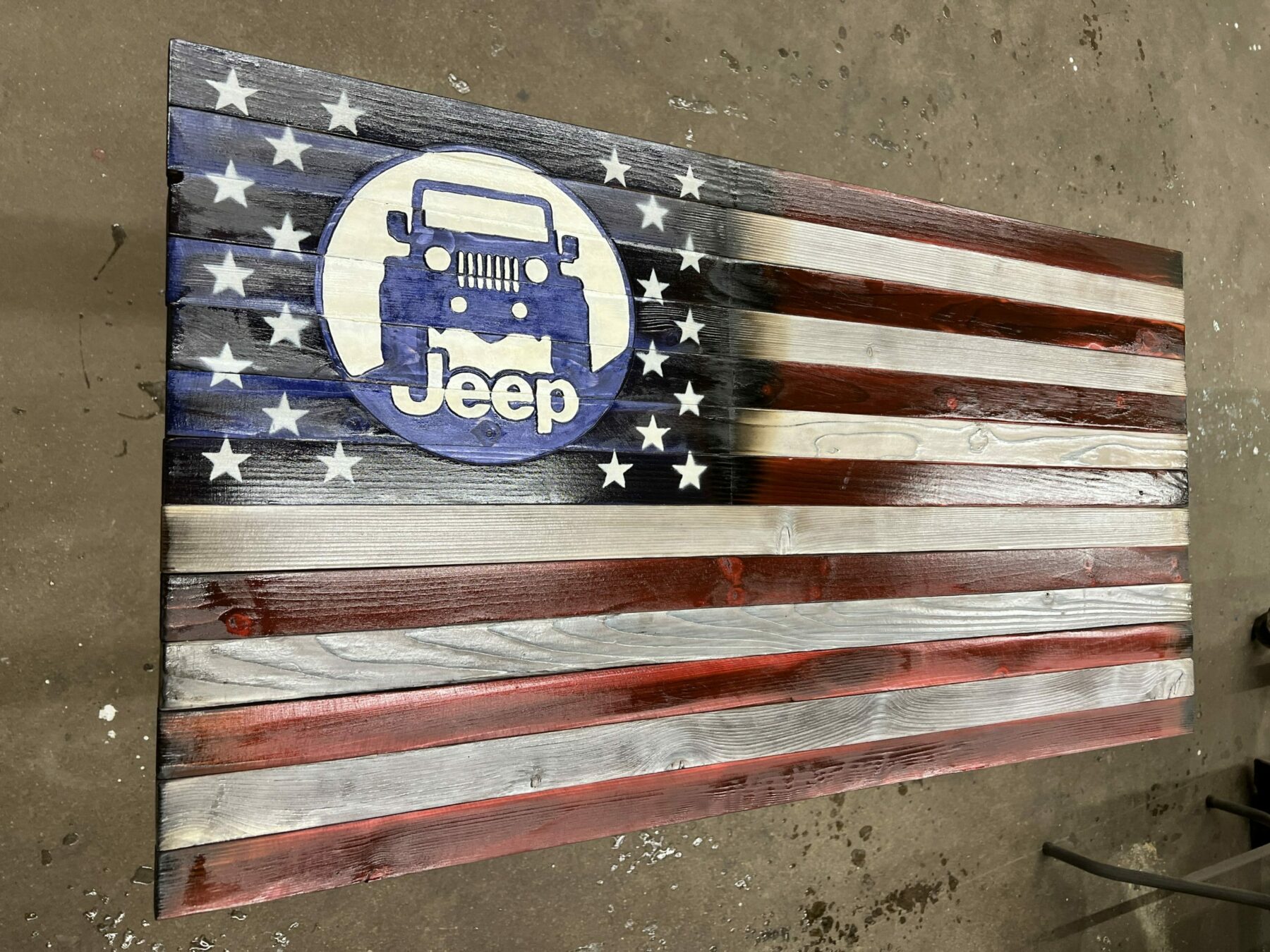 jeep custom wooden flag