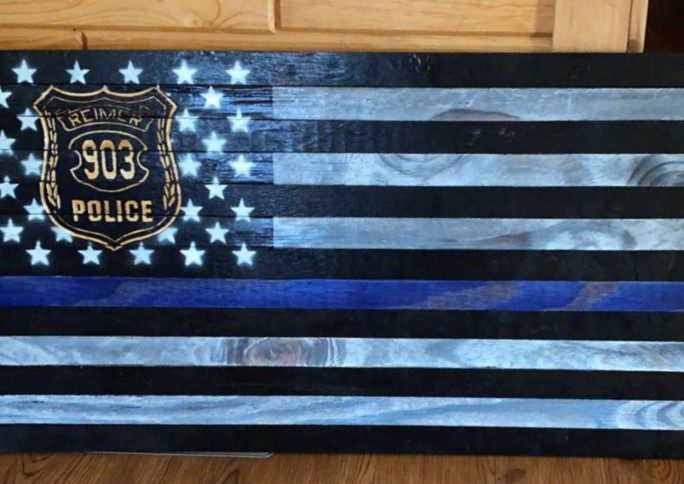 Police custom wooden flag