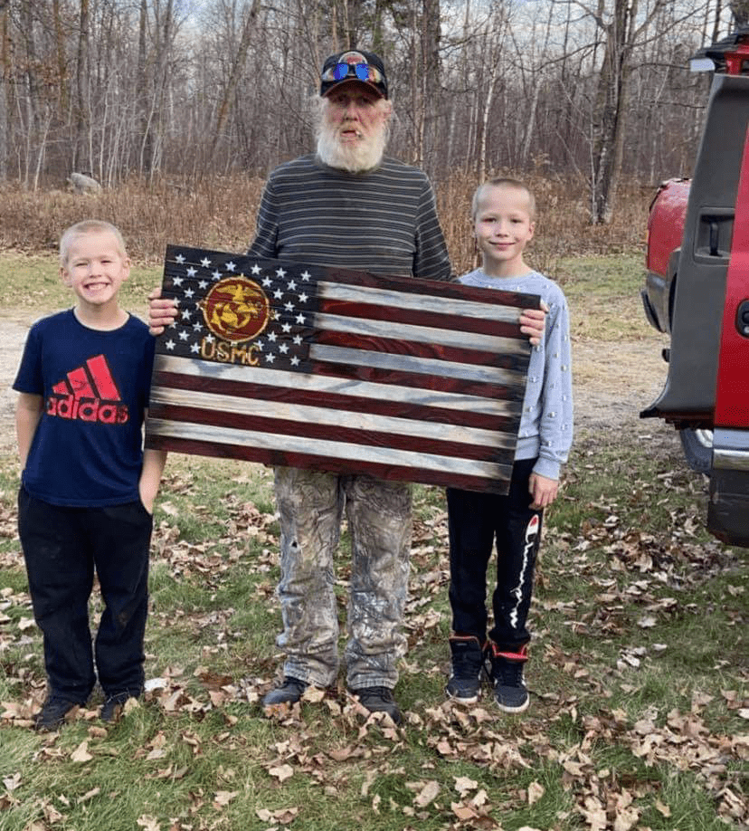 USMC Custom Wooden Flag