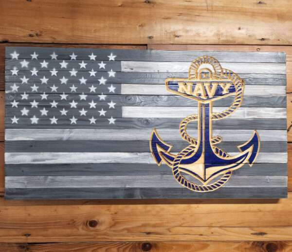 wood navy flag