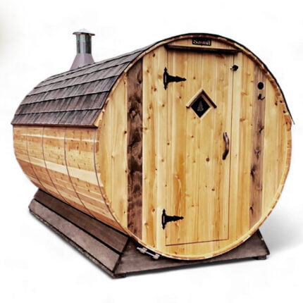 Wood Fired Barrel Sauna, 6′ x 12′ | Elite Setri Cedar Outdoor Sauna | 6 Person