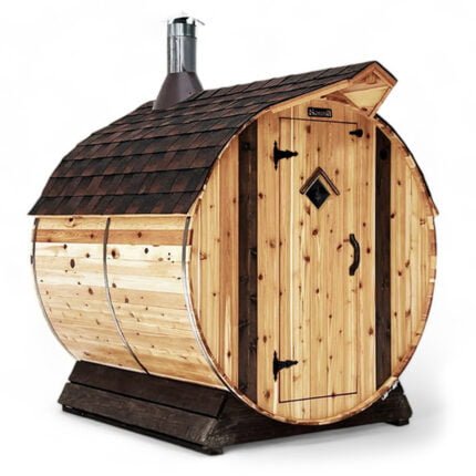 Cedar Barrel Sauna, 6′ x 6′ | Mini Small Barrel Outdoor Sauna | 4 Person