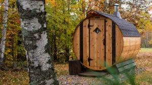 outdoor barrel sauna