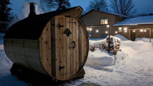 outdoor barrel sauna