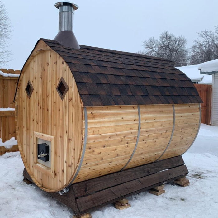 outdoor barrel sauna