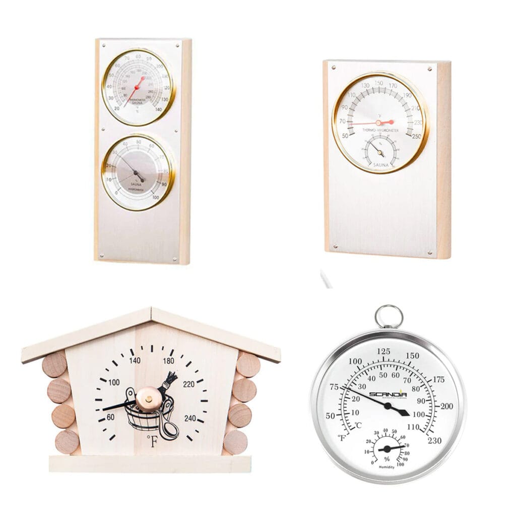 Mechanical Sauna Thermometer Hygrometer - Wall Mounted, Metal Case, No Battery Needed, For Steam Rooms & Home Saunas