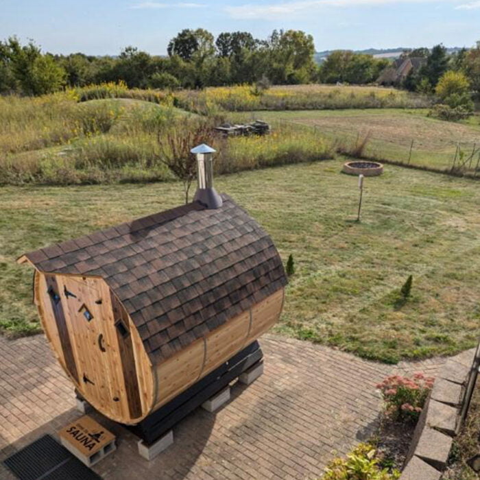 9-10 Person Cedar Barrel Sauna | 7' x 8' | Outdoor Steam Sauna - Image 3