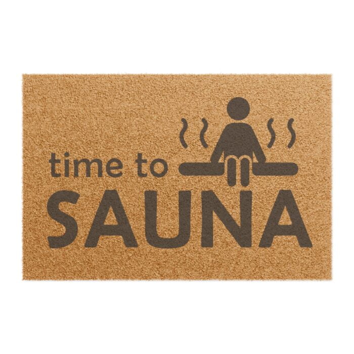 time to sauna door mat