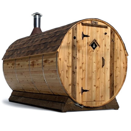 Wooden Barrel Sauna, 7′ x 12′ | Goliath Setri Cedar Outdoor Sauna | 10 Person