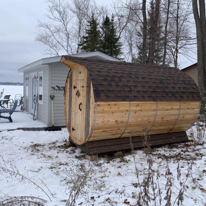 outdoor barrel sauna