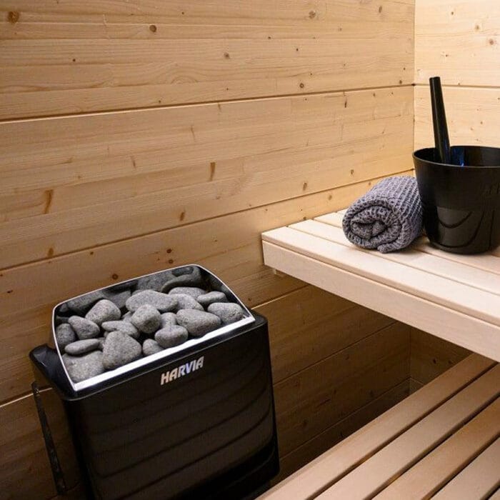 water on sauna rocks
