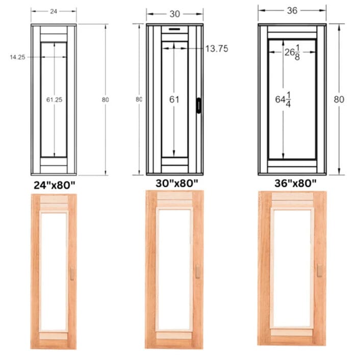 Premium Handcrafted Glass Sauna Doors | Clear Grade Cedar | 24", 30", & 36" Doors - Image 8