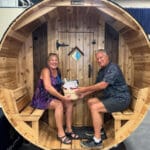 Ultimate Retreat Bundle parked lakeside for off-grid sauna and plunge experience