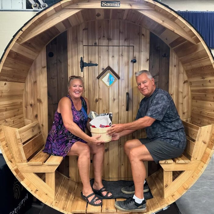 Ultimate Retreat Bundle parked lakeside for off-grid sauna and plunge experience