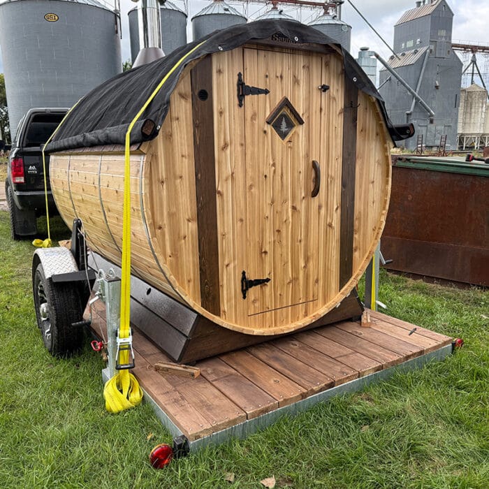 Ember Escape Portable Sauna Package | Cedar Barrel on Trailer - Image 3