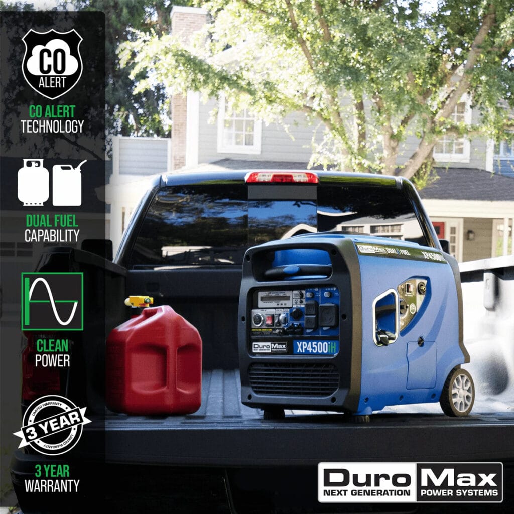 DuroMax XP4500iH quiet generator front view showing digital control panel