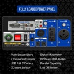 Close-up of power output and runtime display on digital interface