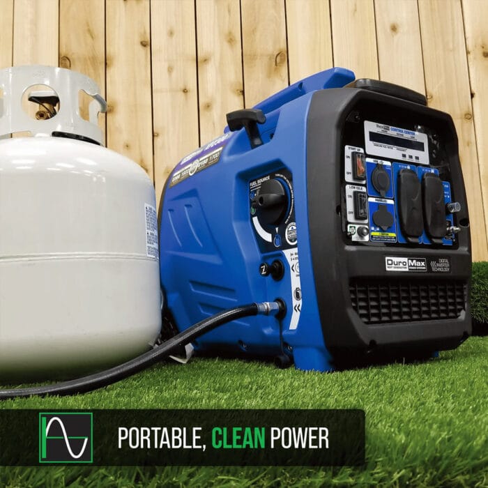 DuroMax XP2300iH shown outdoors on gravel with trees in background