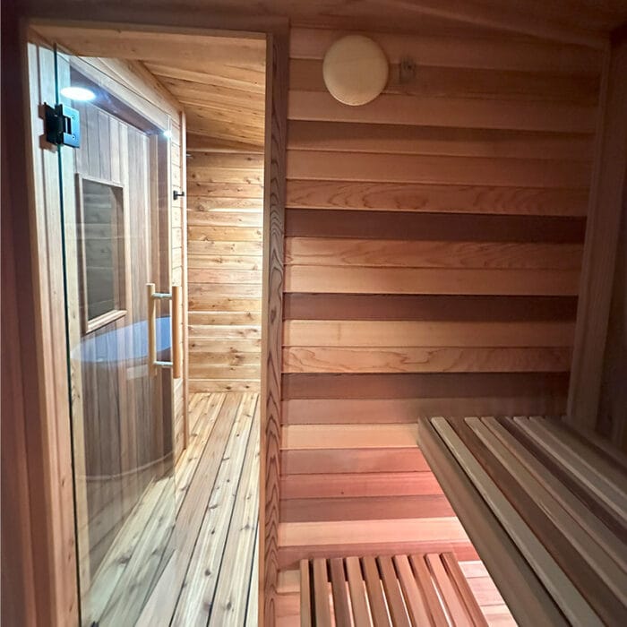 Spacious 8' x 14' sauna exterior built by NW Immersions