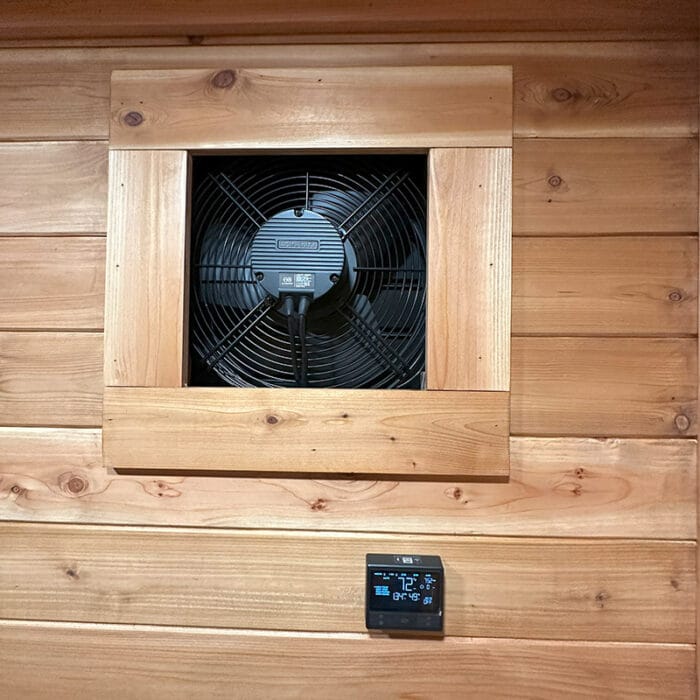 Backyard Cold Creek sauna with standing seam metal roof