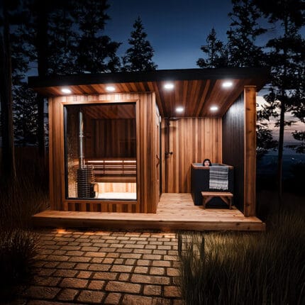 Silver Star sauna next to a cold therapy tub, ideal for contrast therapy sessions