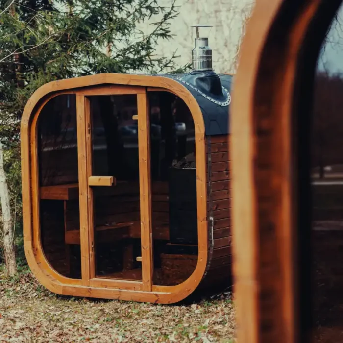 Backyard wellness retreat featuring MW20 sauna