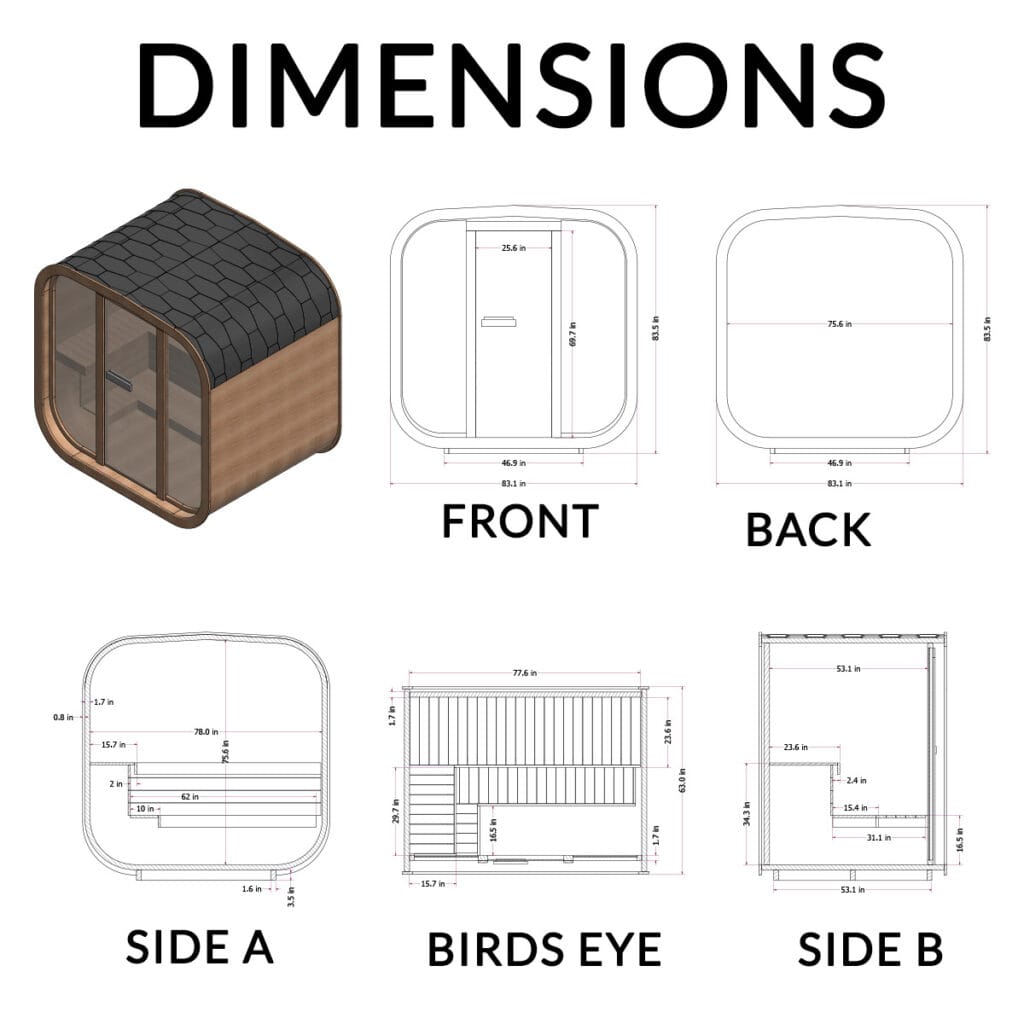 premium cedar sauna cube with low-profile vent
