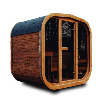 cube sauna with Wi-Fi connected electric heater