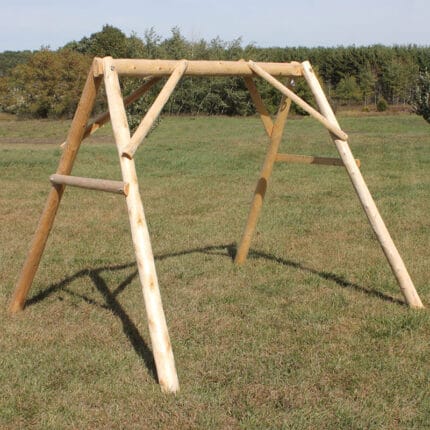 Natural wood grain of cedar swing frame