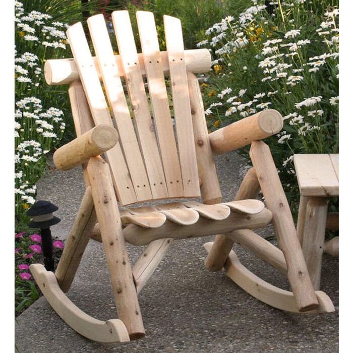Outdoor cedar rocker in natural setting