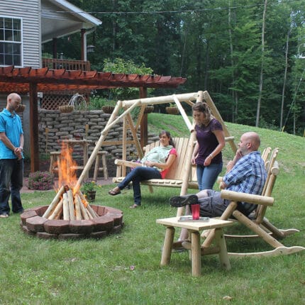Rocking chair with slatted cedar back