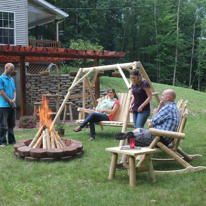 Rocking chair with slatted cedar back
