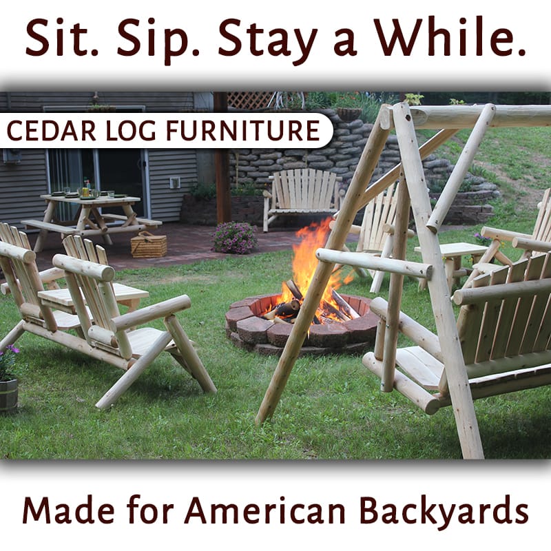 Side view of swing frame in yard setting