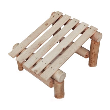 Rustic cedar ottoman with angled slats