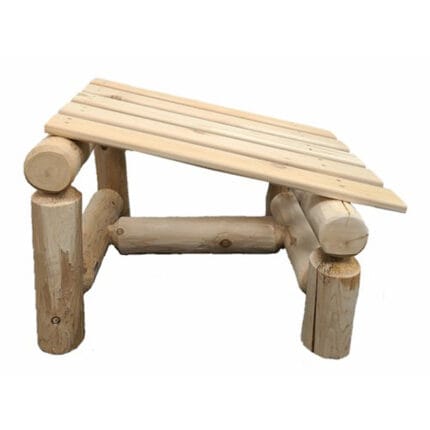 Log ottoman next to cedar chair