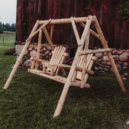 Side view of tete-a-tete garden swing
