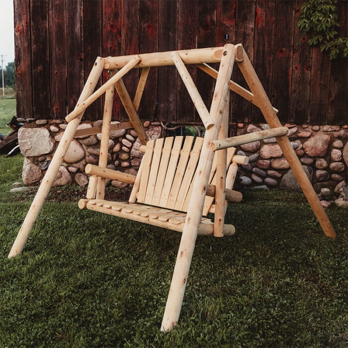 Cedar Log Yard Swing | Wood Swing Sets | 4' & 5' Wide - Image 8