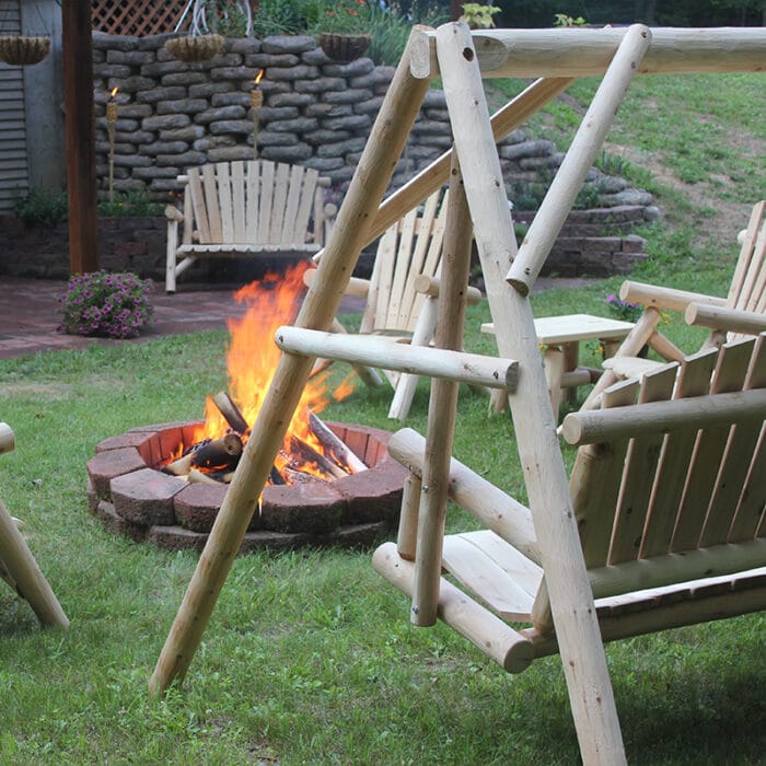 Sturdy cedar log construction swing