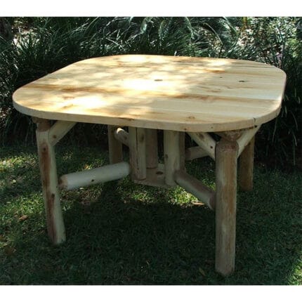 Log wood table with slatted top
