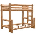 Cedar Log Voyageur Queen Bunk Bed in a rustic lodge bedroom