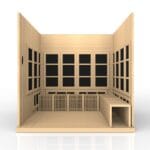 Removable comfort benches arranged inside sauna.