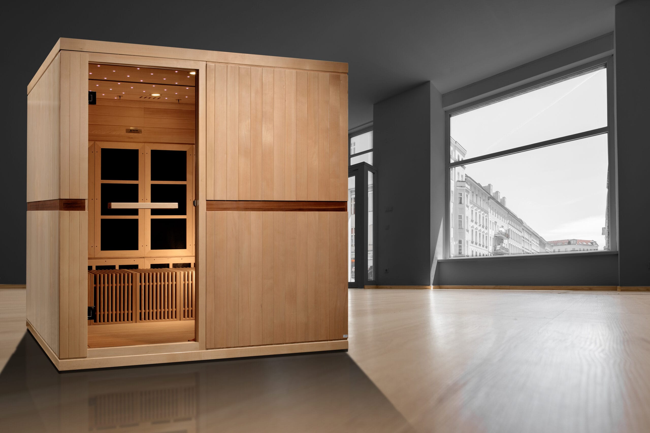 Shipping pallet showing nine boxes for delivery.