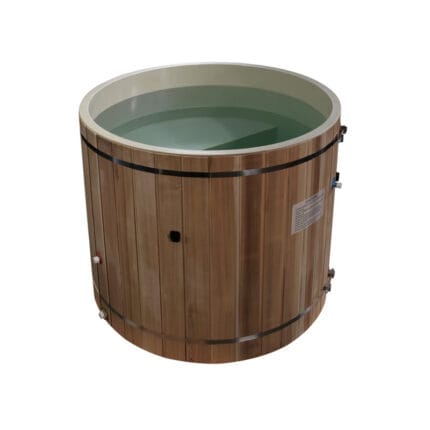 Cold plunge therapy tub with ergonomic barrel seating