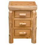 Rustic log nightstand in clear natural finish