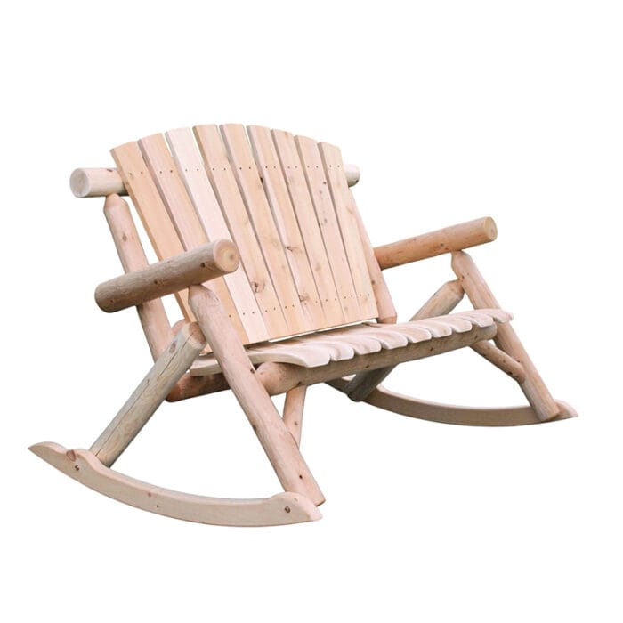 Cedar log rocking loveseat for two