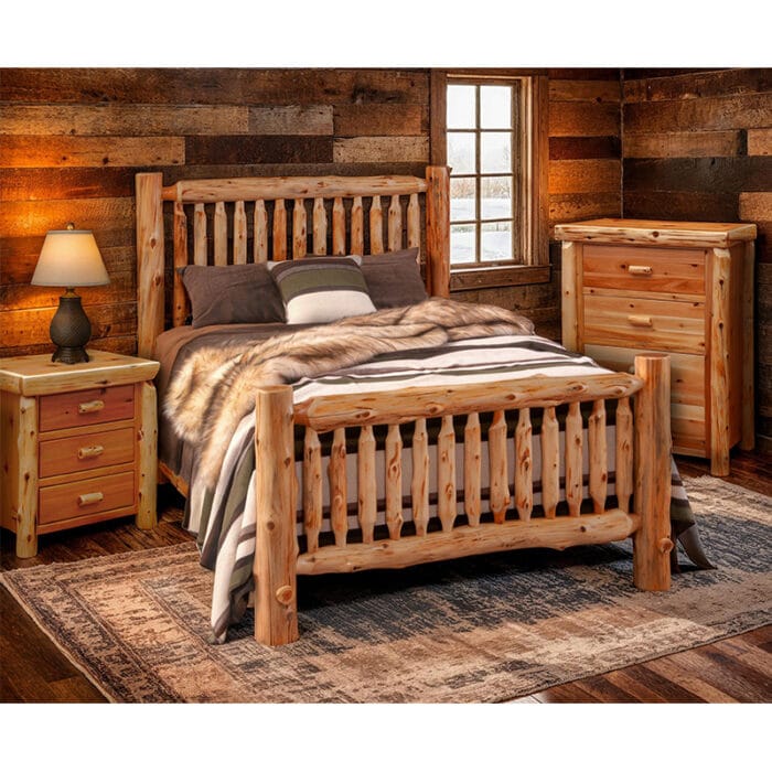 cedar log nightstand