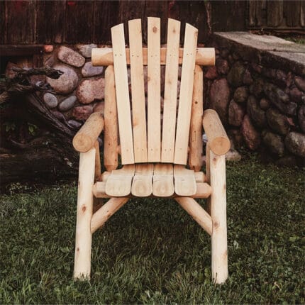 Cedar log dining chair front view