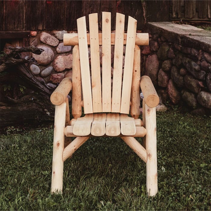 Cedar log dining chair front view