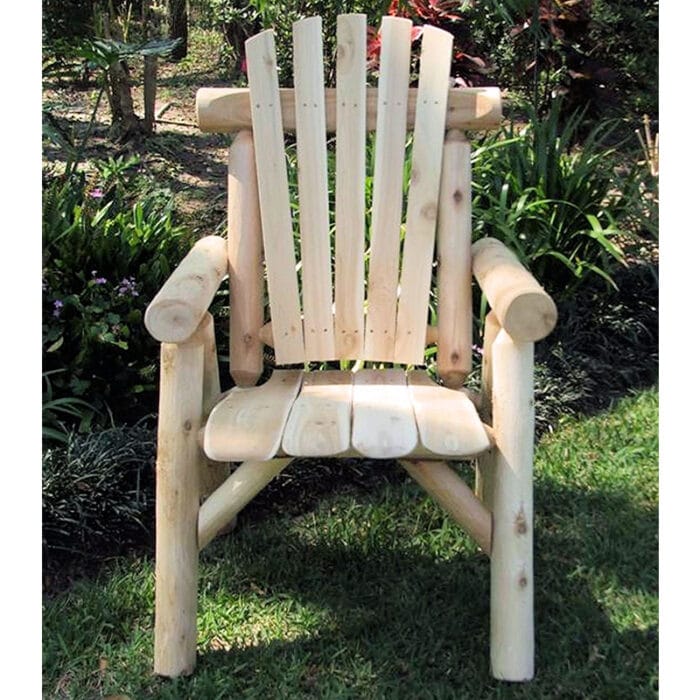 Outdoor log dining chair made from cedar