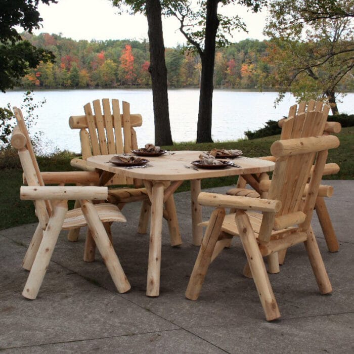 White cedar log chair side profile